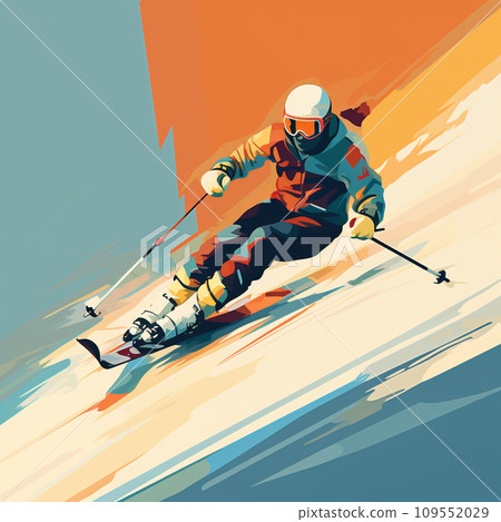 [AI generated image/AI illustration] People skiing 109552029