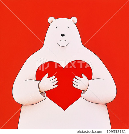 [AI生成圖像/AI插圖]有一顆心的北極熊的插圖 109552181