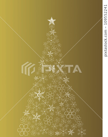 white snow christmas tree gold background 109552241