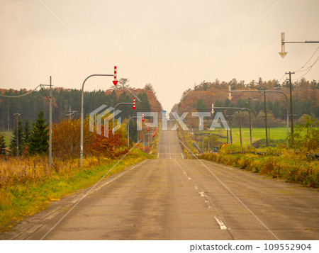 Hokkaido straight road Hokkaido straight road 109552904