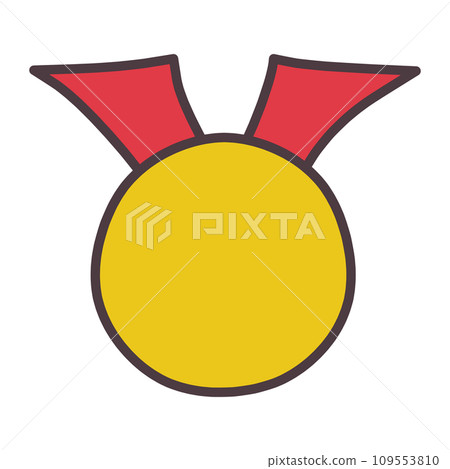 簡單變形絲帶和金牌的手繪彩色插圖 109553810