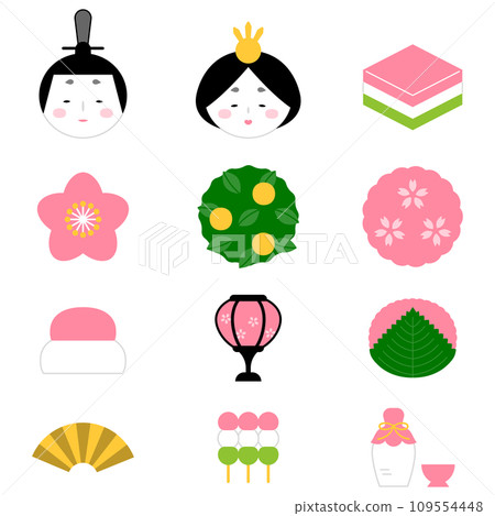 Hinamatsuri icon illustration set Hinamatsuri icon illustration set 109554448