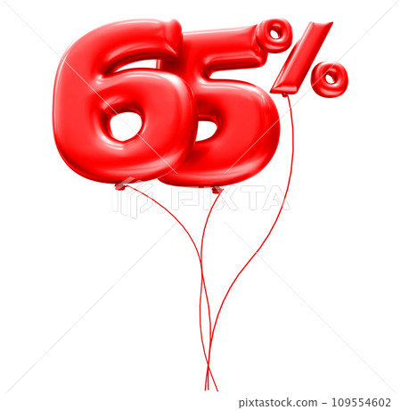 balloon with Number 65 Red 109554602