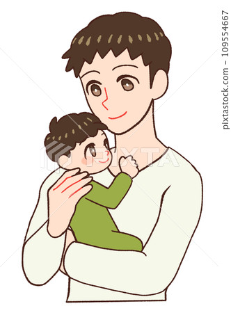 Illustration of a man/father raising children 109554667