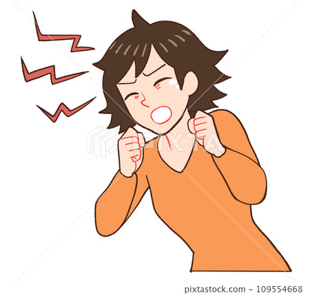 Illustration of a mother who is exhausted from childcare and cries 109554668
