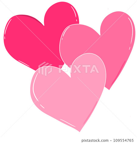 three valentine hearts in pink tone, minimal heart by hand drawn 109554765