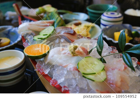 Funa sashimi material background Funa sashimi material background 109554952