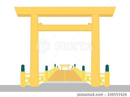 神社鳥居和橋 神社鳥居和橋 109555426