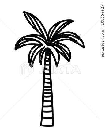 Date palm, line-art vector illustration 109555827