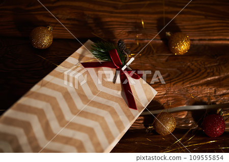 Christmas gift bags with decor and Christmas ornament. Christmas gift bags with decor and Christmas ornament. 109555854