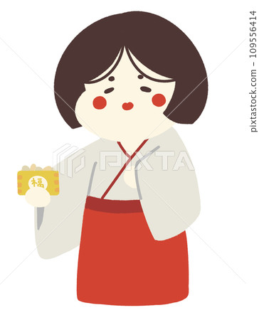 福祿壽拿著幸運豆的插畫 109556414