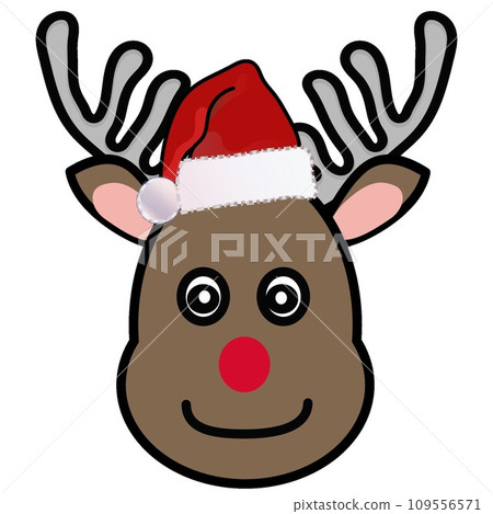 紅鼻子馴鹿臉的插圖 紅鼻子馴鹿臉的插圖 109556571