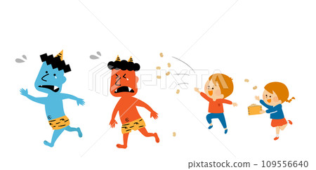 節分惡魔與兒童插畫素材 節分惡魔與兒童插畫素材 109556640