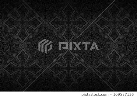 black damask pattern monochrome floral pattern 109557136