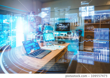 Futuristic room hologram 109557473