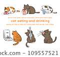 Illustration set of cats eating and drinking 109557521