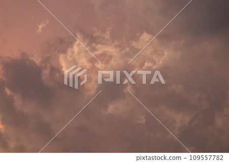 Orange, Black and white dramatic sunset sky line  109557782