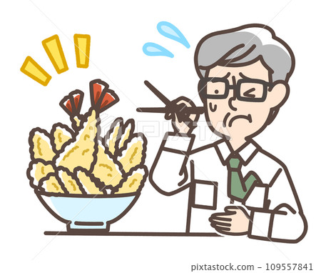 一名男子在吃天婦羅碗前感到胃部不適 109557841