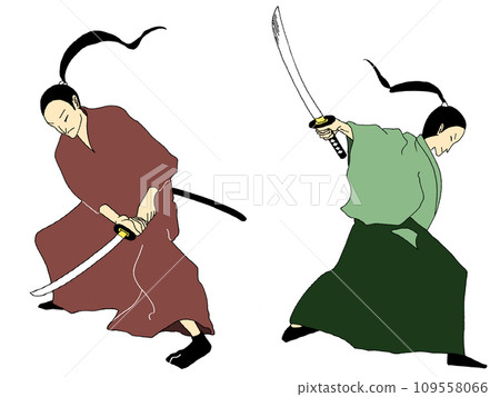 一個武士向下揮劍，一個武士向外揮劍 109558066