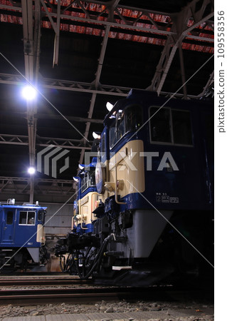 EF64 electric locomotives standing in a retro depot_Photographed on November 25, 2023 109558356