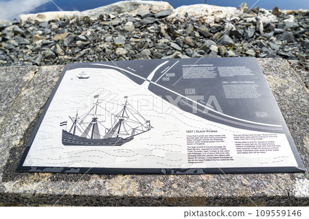Killybegs, Ireland - September 24 2022 : Sign explaining the dutch pirates Killybegs, Ireland - September 24 2022 : Sign explaining the dutch pirates 109559146