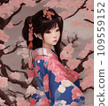 Kimono girl turning around 109559152