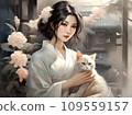 Japanese woman holding a cat 109559157