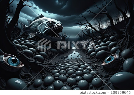 Contrast of light and shadow in abstract grayscale art 109559645