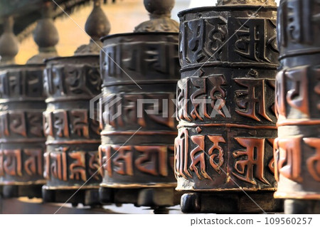 Prayer wheel at Swayambhunath Prayer wheel at Swayambhunath 109560257