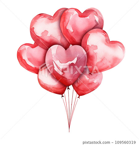 Watercolor illustration of red balloons , Ai Generate Watercolor illustration of red balloons , Ai Generate 109560319