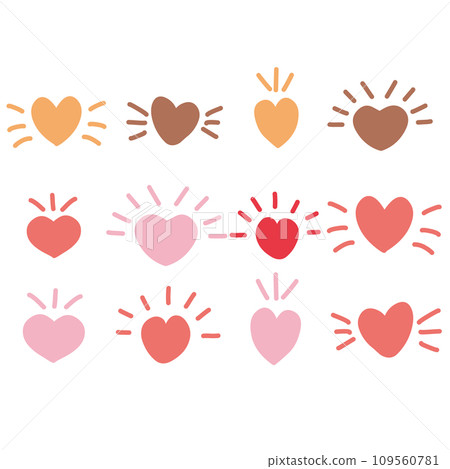 一組受情人節啟發的簡單的紅色、粉紅色和棕色心形插圖 一組受情人節啟發的簡單的紅色、粉紅色和棕色心形插圖 109560781