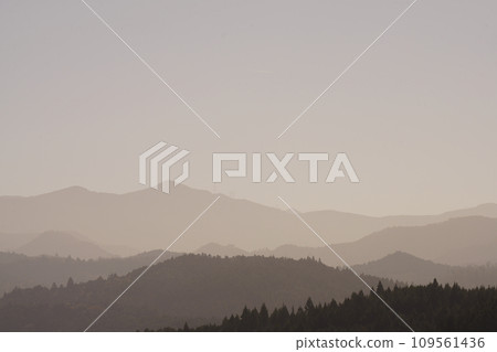 Mountains surrounded by morning mist 109561436
