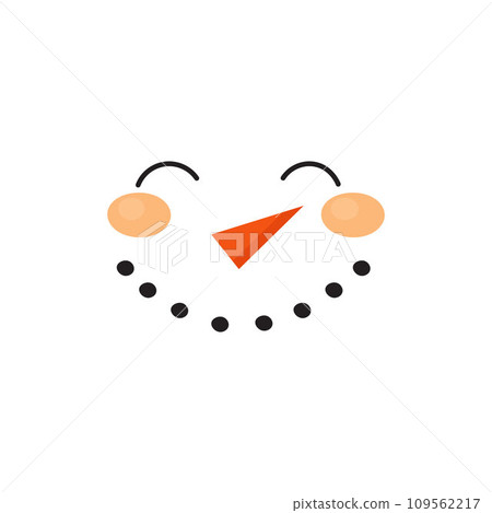 Isolated snowman face illustration in flat cartoon style. Smiling concept for winter decoration. Isolated snowman face illustration in flat cartoon style. Smiling concept for winter decoration. 109562217