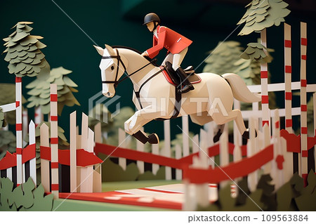 Horse riding scene (show jumping) Horse riding scene (show jumping) 109563884