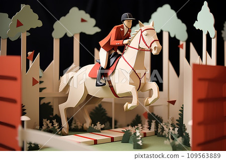 Horse riding scene (show jumping) Horse riding scene (show jumping) 109563889