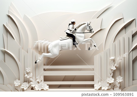 Horse riding scene (show jumping) 109563891