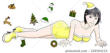 穿著性感聖誕老人服裝 82 躺在地板上的女孩 穿著性感聖誕老人服裝 82 躺在地板上的女孩 109564214