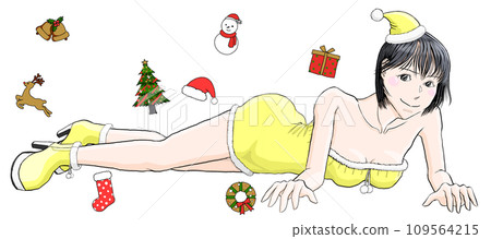 穿著性感聖誕老人服裝 81 躺在地板上的女孩 穿著性感聖誕老人服裝 81 躺在地板上的女孩 109564215