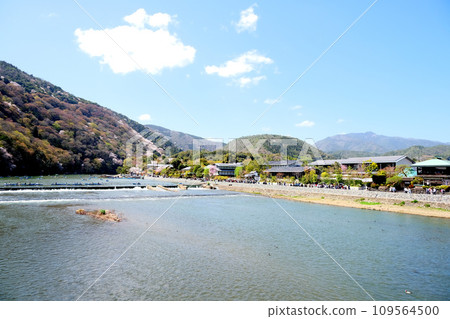 Kyoto City, Kyoto Prefecture_West side view from Togetsukyo Bridge 3_March 2023 Kyoto City, Kyoto Prefecture_West side view from Togetsukyo Bridge 3_March 2023 109564500