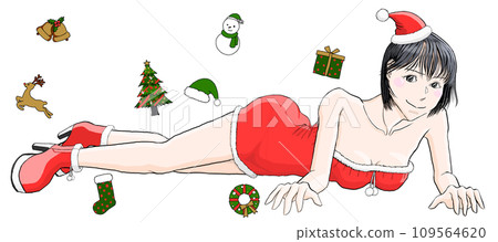 Girl 80 lying on the floor in a sexy Santa Claus costume Girl 80 lying on the floor in a sexy Santa Claus costume 109564620