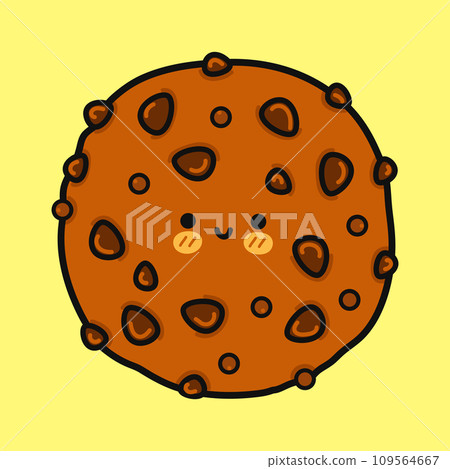 Chocolate cookies. Vector hand drawn cartoon kawaii character illustration icon. Isolated on yellow background. Chocolate cookies character concept Chocolate cookies. Vector hand drawn cartoon kawaii character illustration icon. Isolated on yellow background. Chocolate cookies character concept 109564667