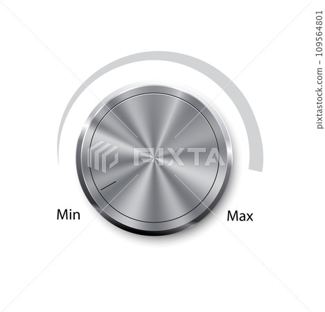 Creative illustration of dial knob level technology settings, music metal button with circular processing isolated on background. Sound control. Art design. Abstract concept graphic element. Creative illustration of dial knob level technology settings, music metal button with circular processing isolated on background. Sound control. Art design. Abstract concept graphic element. 109564801