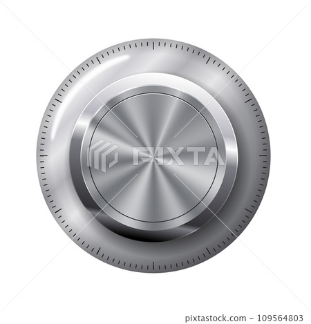 Creative illustration of dial knob level technology settings, music metal button with circular processing isolated on background. Sound control. Art design. Abstract concept graphic element. Creative illustration of dial knob level technology settings, music metal button with circular processing isolated on background. Sound control. Art design. Abstract concept graphic element. 109564803