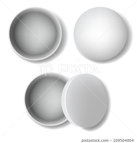 top view of open round metal box isolated on white background top view of open round metal box isolated on white background 109564804