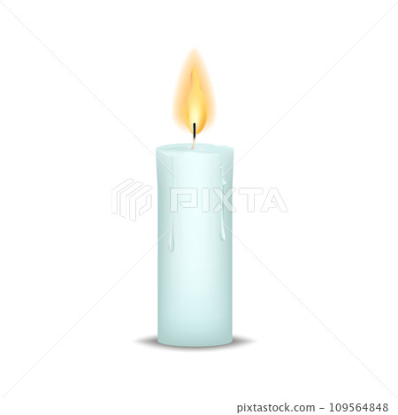 Round cylindrical candle with burning flames. realistic illustration 109564848