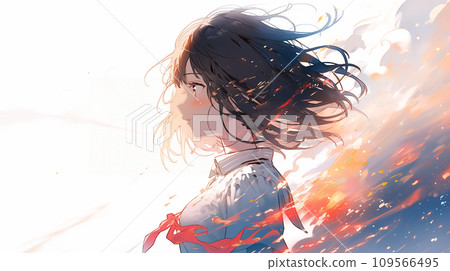 Profile female student illustration colorful AI image Profile female student illustration colorful AI image 109566495