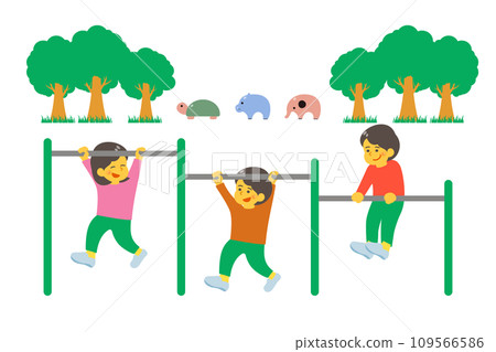 children playing horizontal bar 109566586