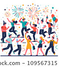 People dancing, celebrating New Year's festival, Cartoon Vector Illustration 109567315