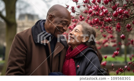An elderly couple celebrating Valentine's Day with an enduring love story. AI-generated content An elderly couple celebrating Valentine's Day with an enduring love story. AI-generated content 109568301
