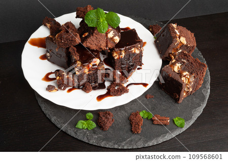 Nut Brownie, Homemade German Chocolate Cake, Chocolate Peanuts Cake, Brownie Square Piece 109568601